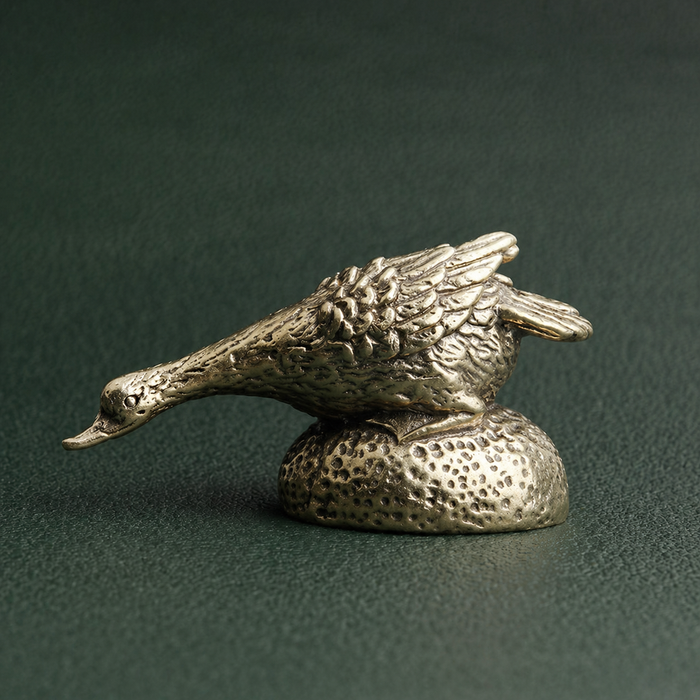 Antique Brass Goose in Pursuit Figurine