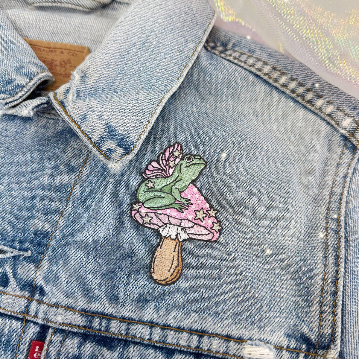Frog Fairy & Mushroom Embroidered Patch