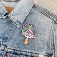 Frog Fairy & Mushroom Embroidered Patch
