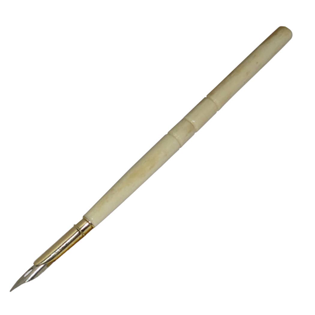 Antique Brass Pen Holder & Bone Nib Pen