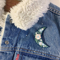 Botanical Crescent Moon Embroidered Patch