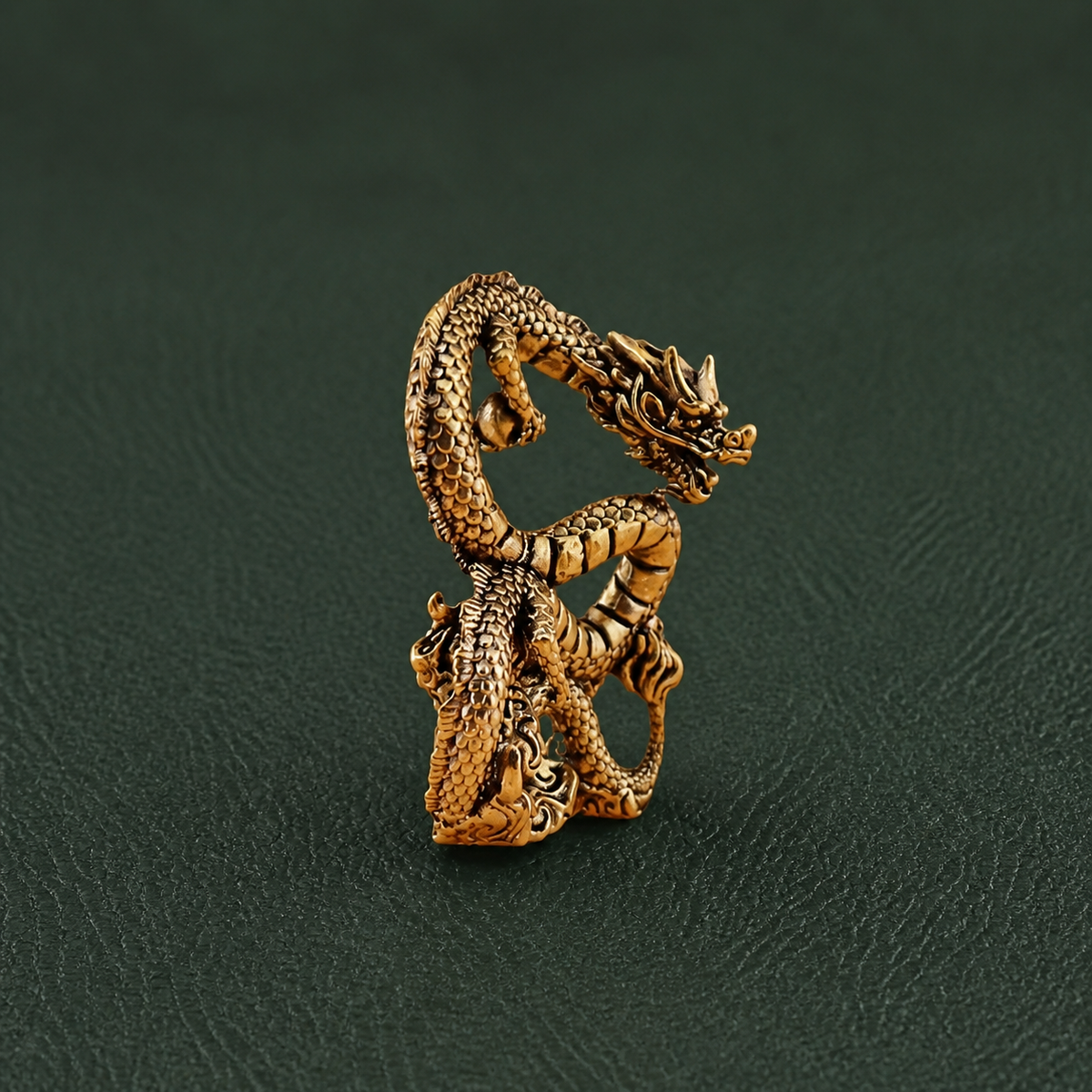 Solid Brass Eastern Dragon on Cloud Figurine