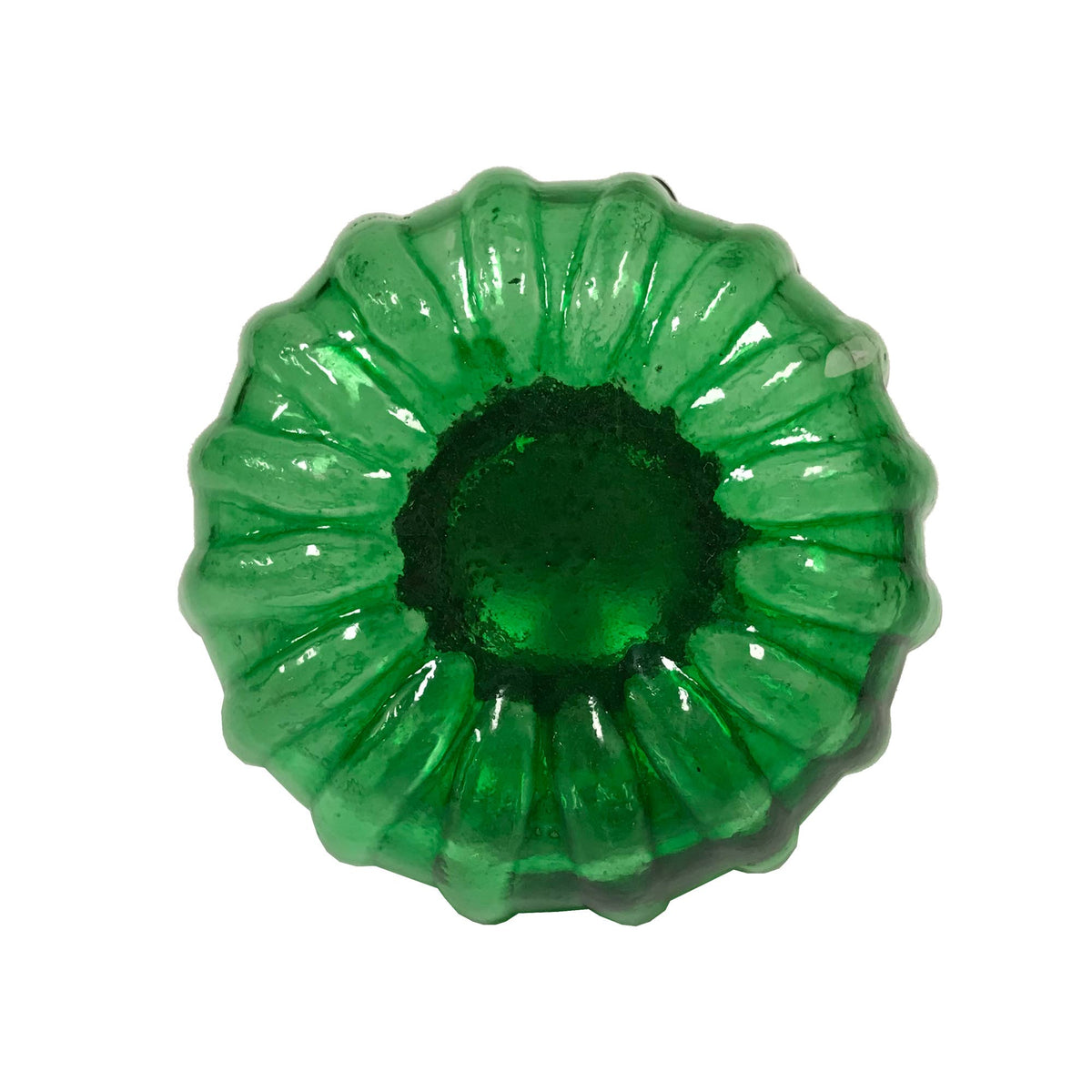 Vintage-Style Green Swirl Glass Inkwell