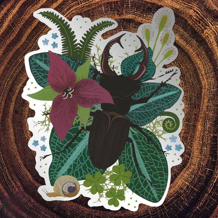 Stag Beetle Matte Mirror PVC-Free Sticker