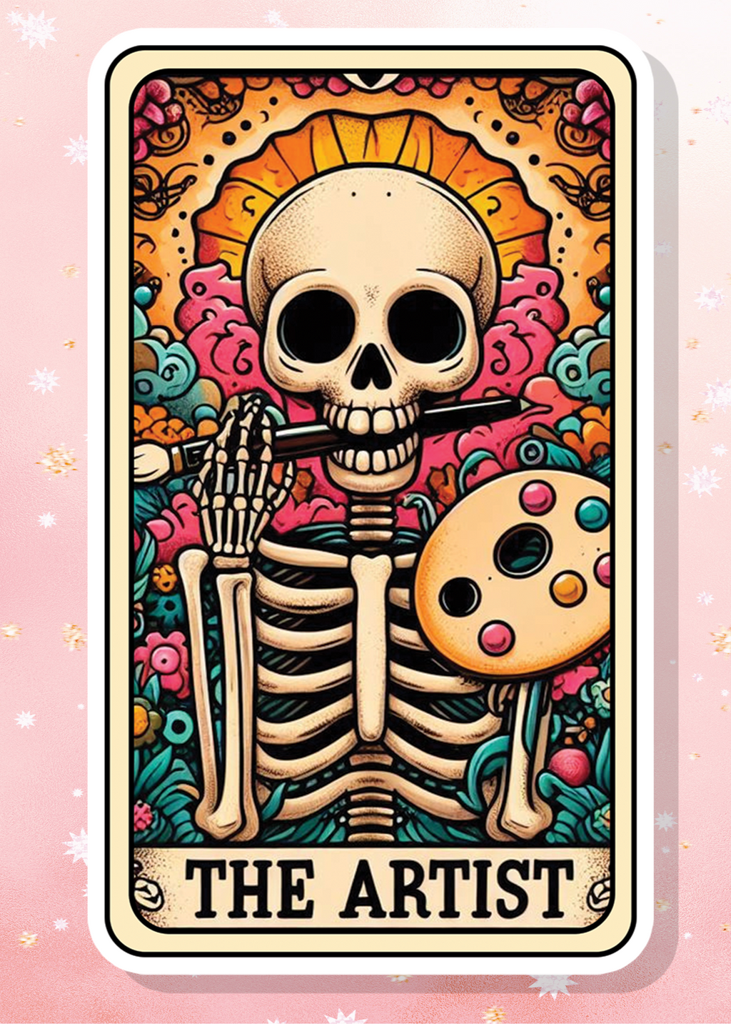 Artist Skeleton Tarot Card Vinyl Sticker
