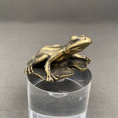 Brass Frog On The Lotus Leaf Decoration