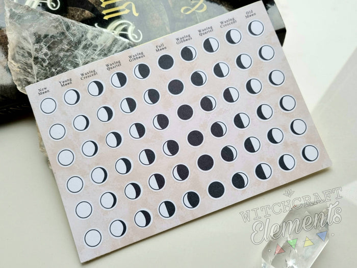 Moon Phases Reference Sticker Sheet