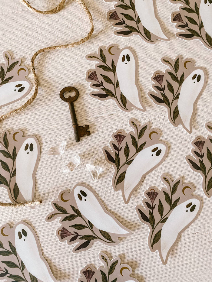 Ghost Moonflower Vinyl Sticker
