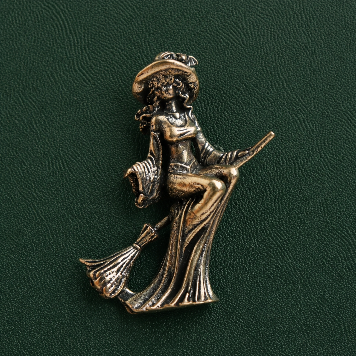 Solid Brass Witch Figurine
