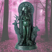 Gaia Goddess of Earth Statue in Dark Green Resin