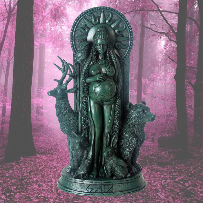 Gaia Goddess of Earth Statue in Dark Green Resin