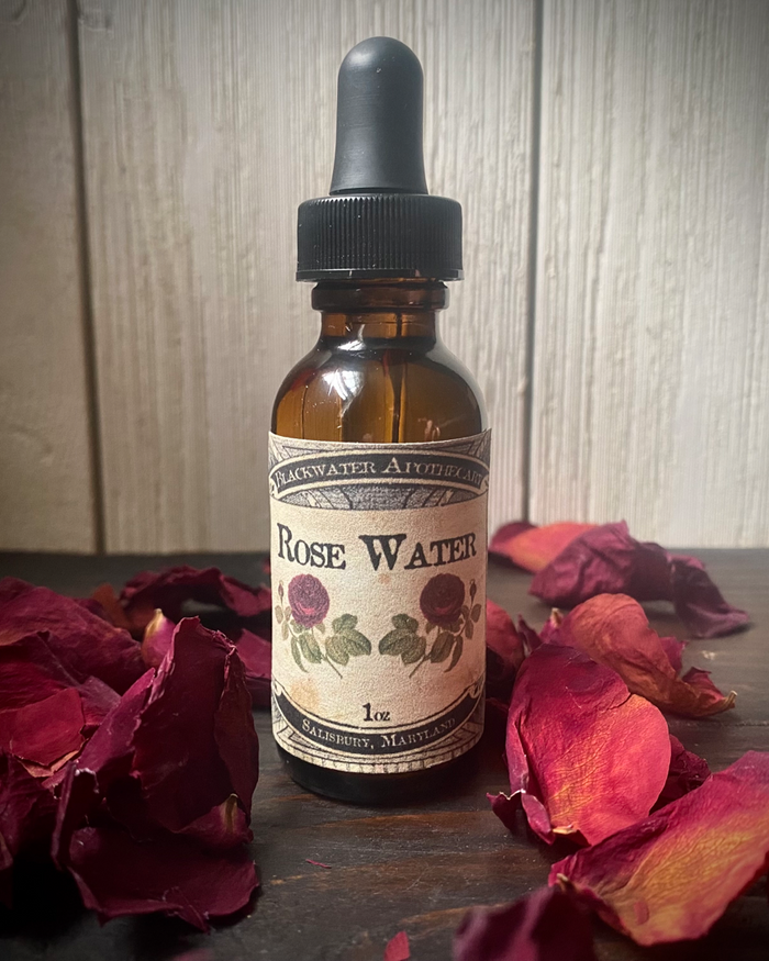 Rose Water in Amber Glass Dropper Bottle