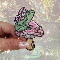 Frog Fairy & Mushroom Embroidered Patch