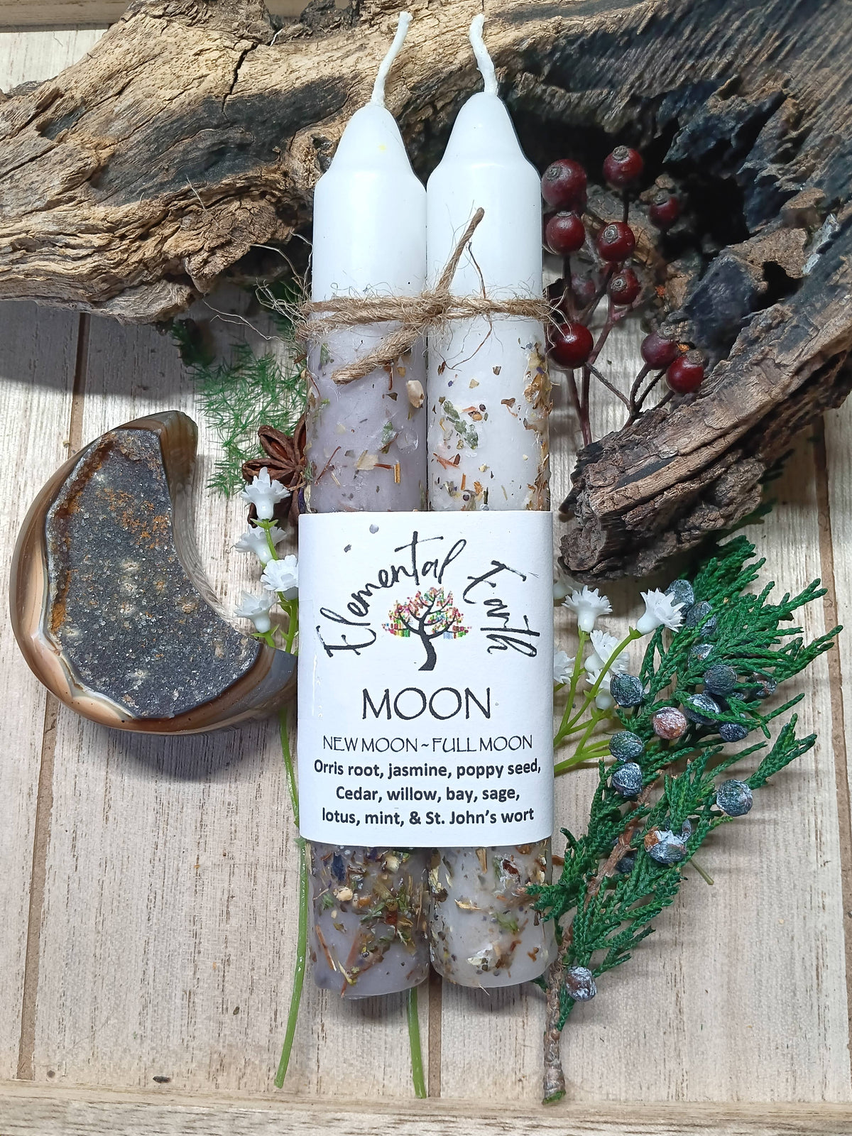 Moon Herbal Ritual Candles | New Moon & Full Moon Pair for Lunar Magic