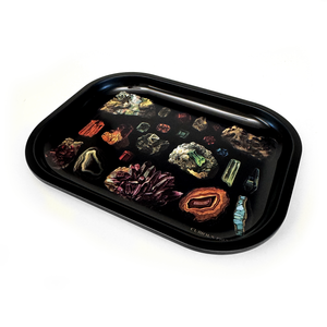 Crystals & Minerals Vintage Illustration Metal Trinket Tray