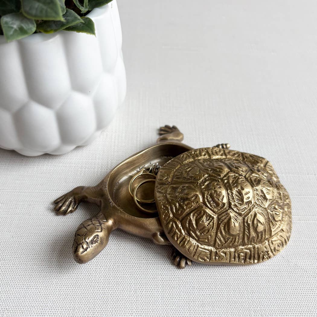 Antiqued Brass Turtle Box