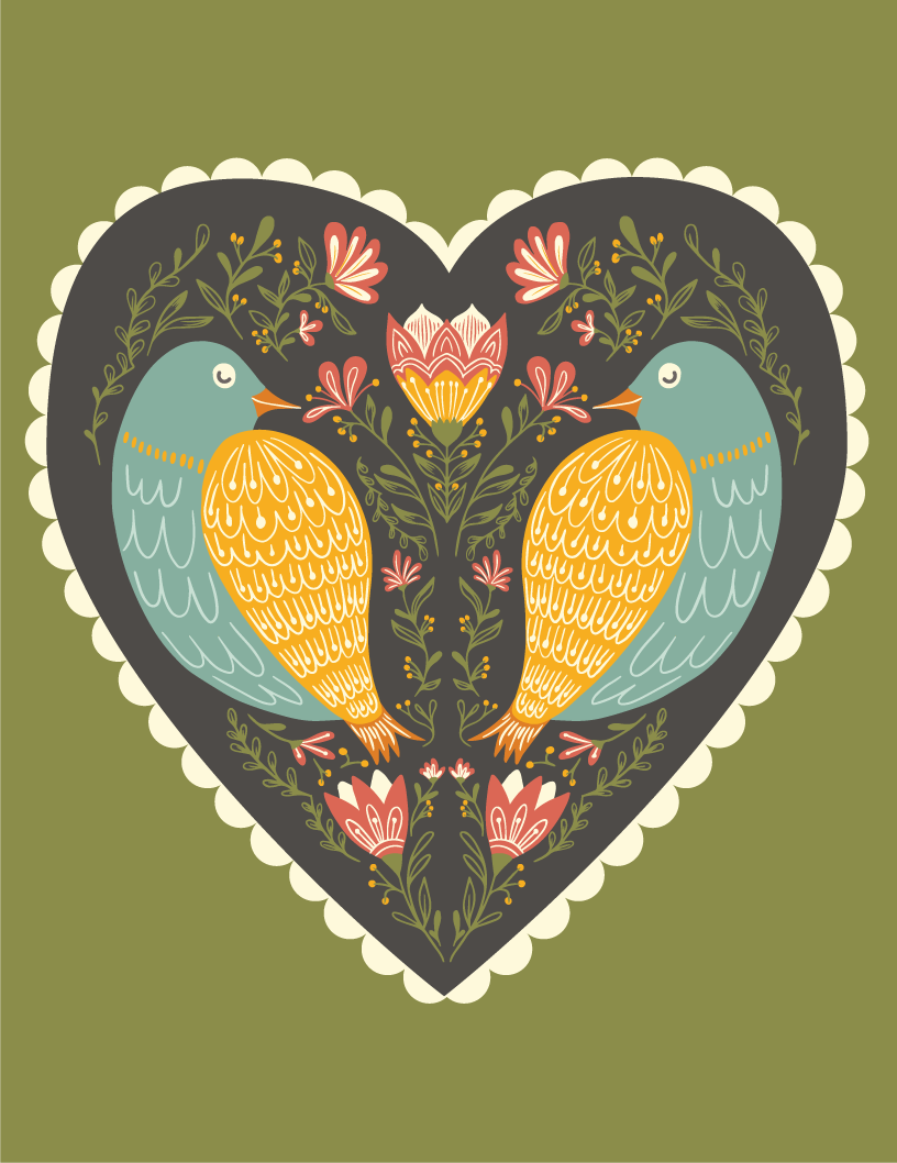 Birds at Heart Greeting Card