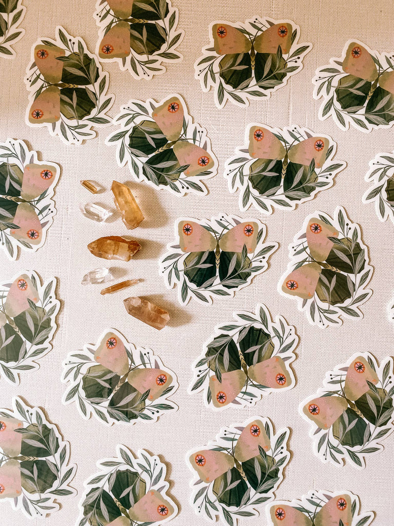 Botanical Moth Vinyl Sticker