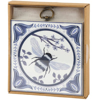 Wooden Indigo Hanging Tile Art (Various Designs)