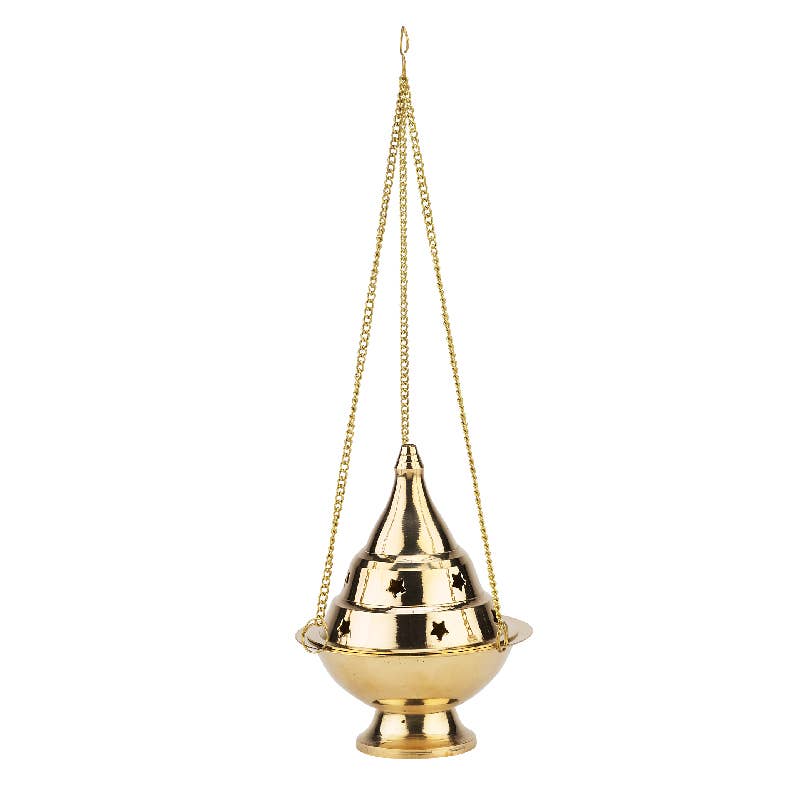 Hanging Brass Incense Burner with Star Cutouts