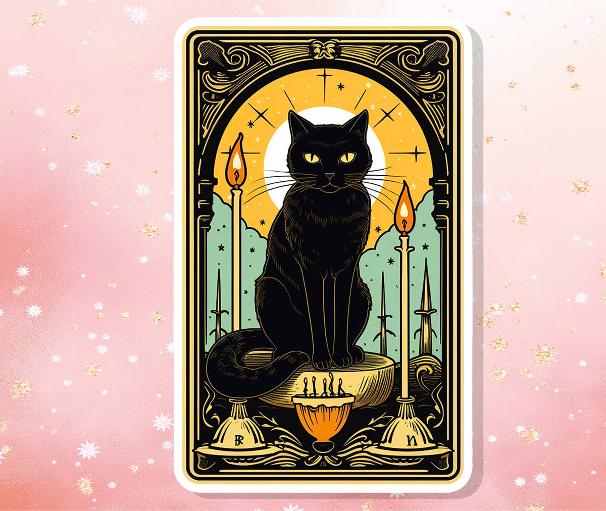 Black Cat Tarot Card Vinyl Sticker