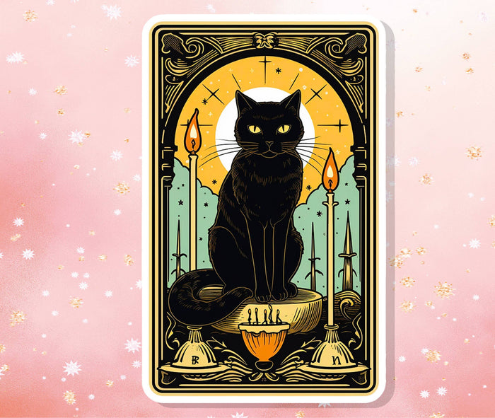 Black Cat Tarot Card Vinyl Sticker