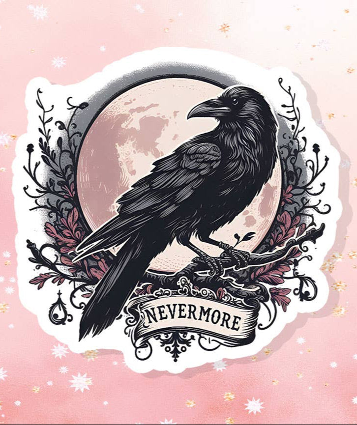 Quoth the Raven Full Moon Vinyl Sticker