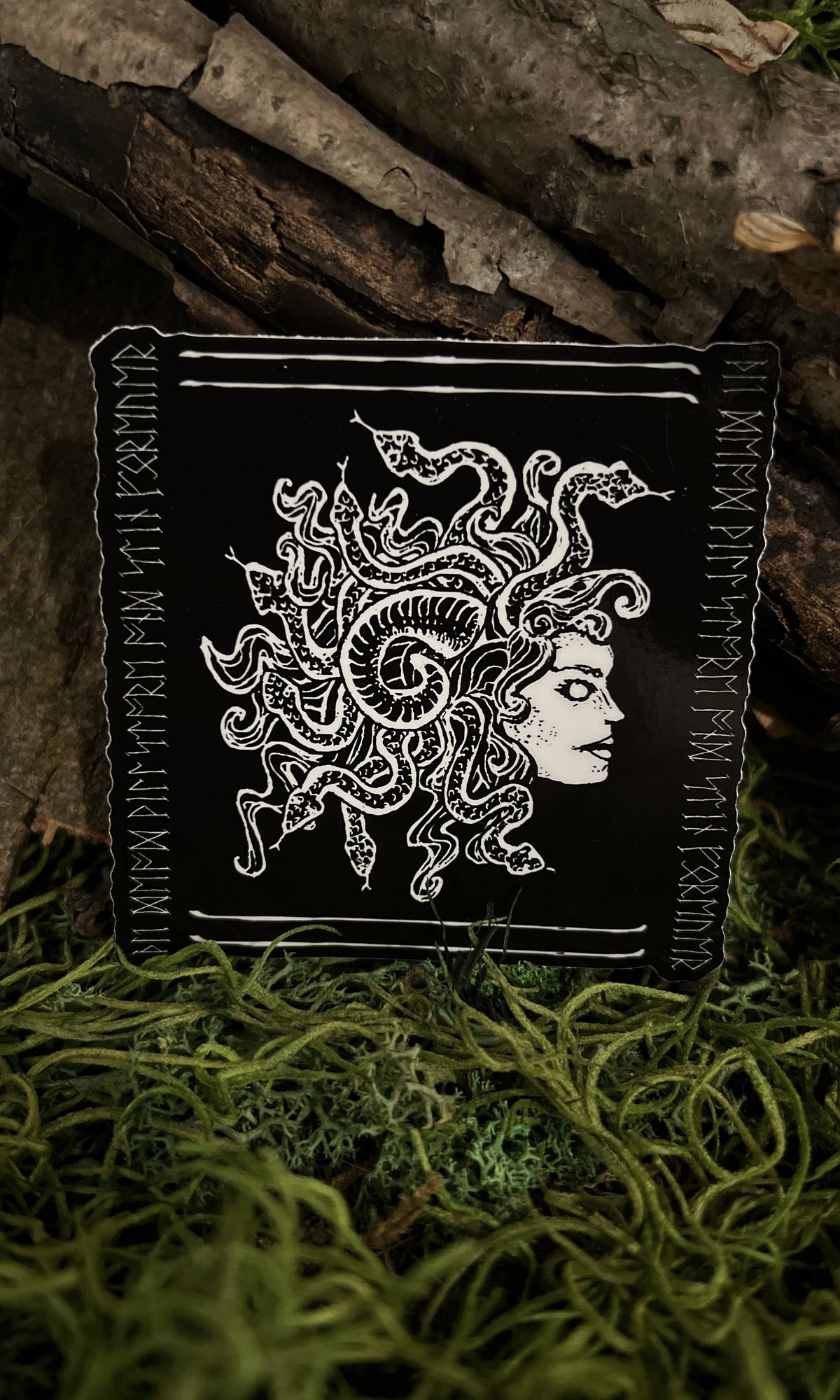Medusa Vinyl Sticker with Runes