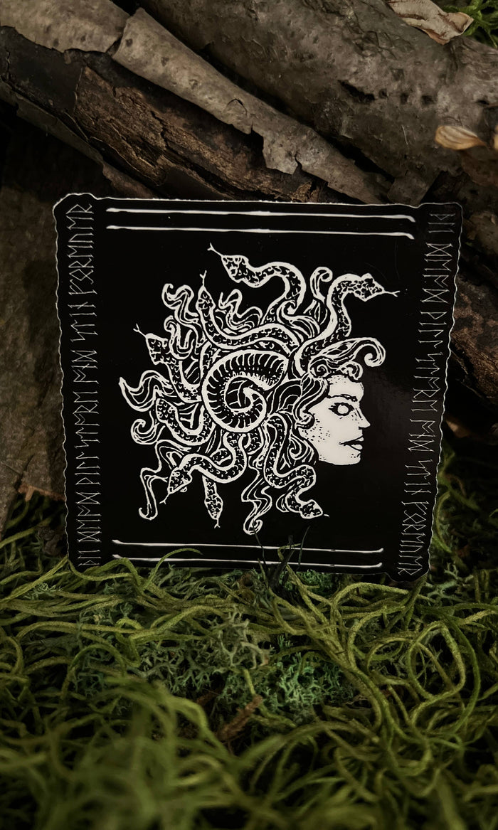 Medusa Vinyl Sticker with Runes