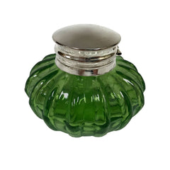 Vintage-Style Green Swirl Glass Inkwell