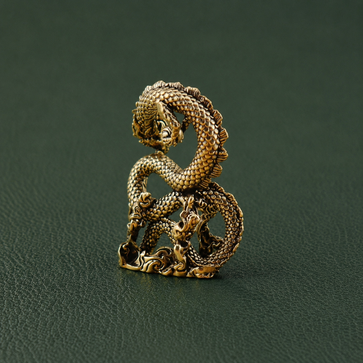 Solid Brass Eastern Dragon on Cloud Figurine