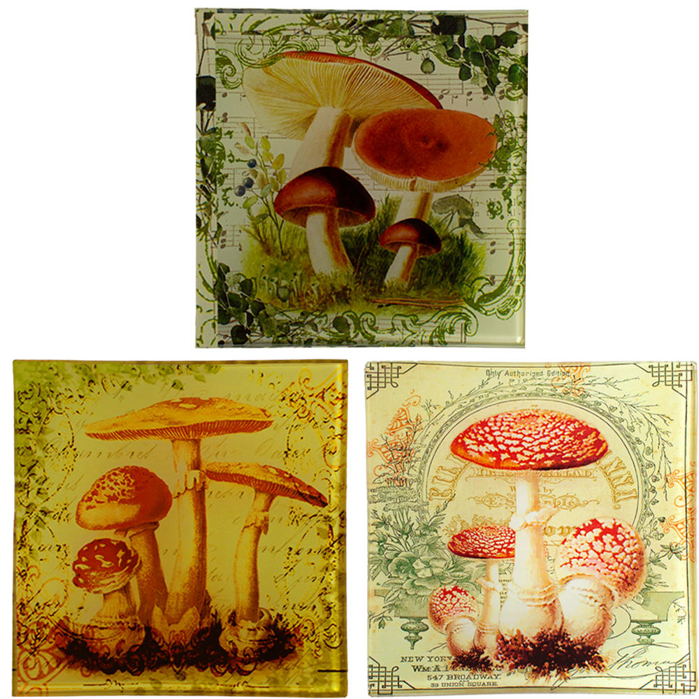 Woodland Mushroom Glass Trinket Tray