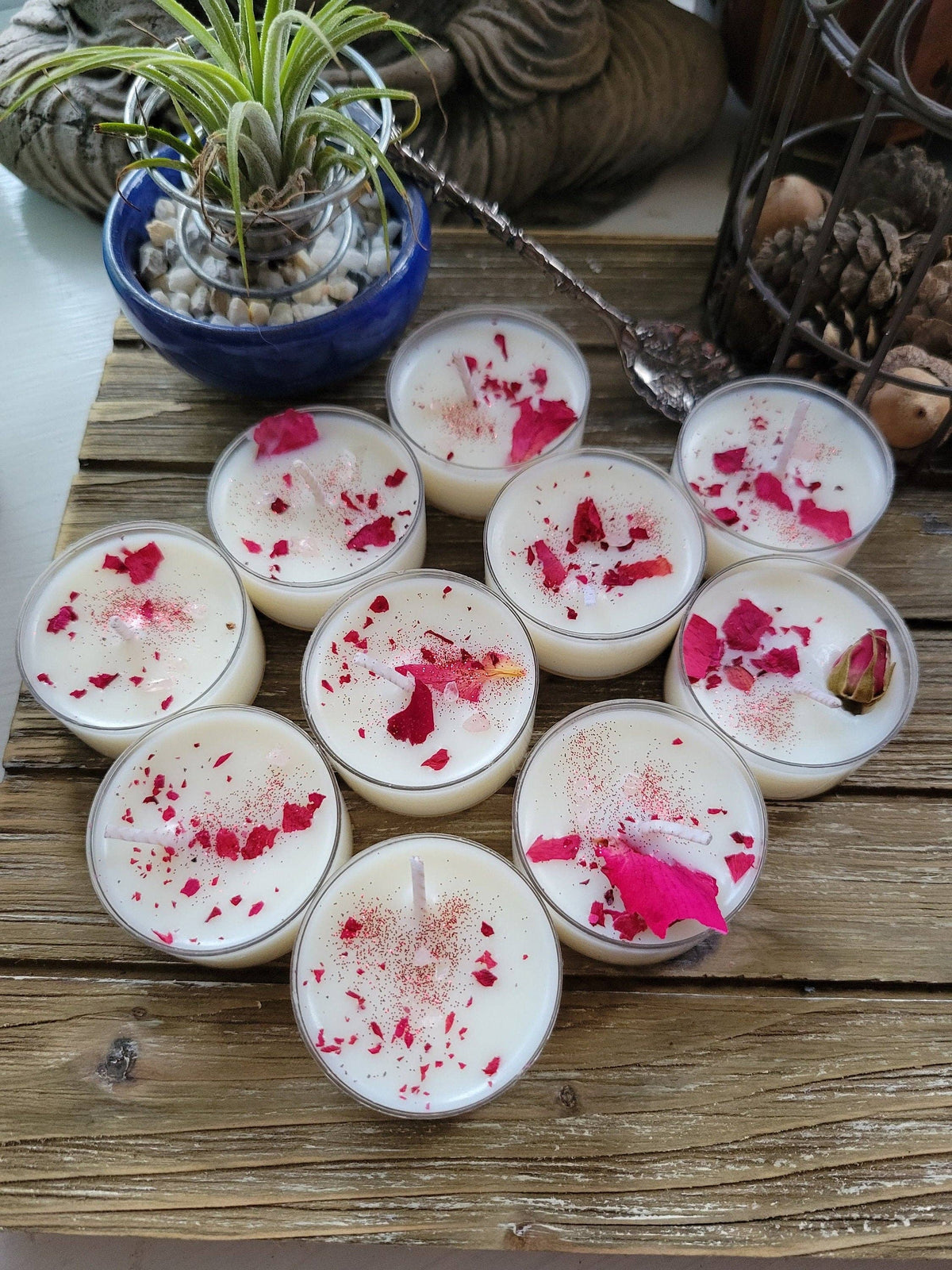 Love & Self-Love Spell Candle with Rose Quartz & Roses
