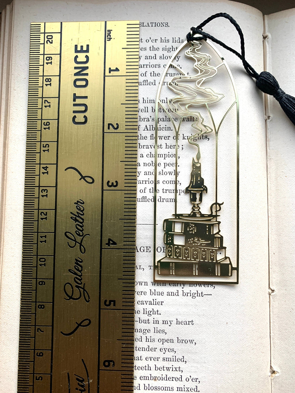 Cathedral Candlestick Plated Brass Bookmark
