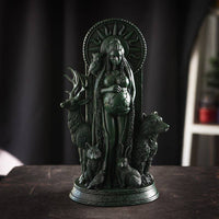 Gaia Goddess of Earth Statue in Dark Green Resin