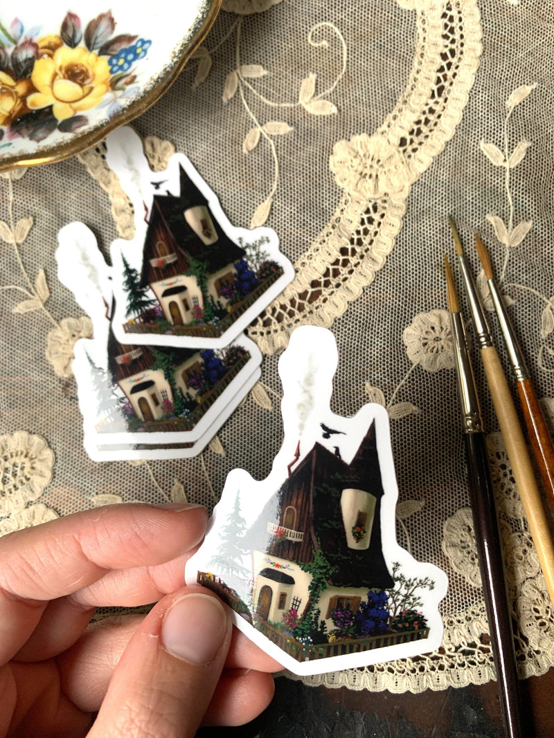 Woodland Cottage Clear Vinyl Sticker