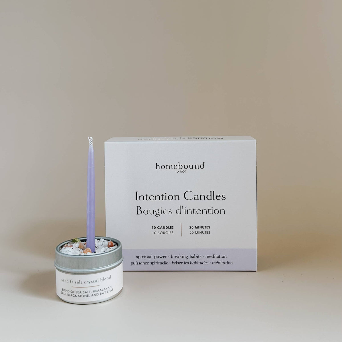 Intention Candle Ritual Kit | 10-Candle Set with Salt Crystal Blend & Incense
