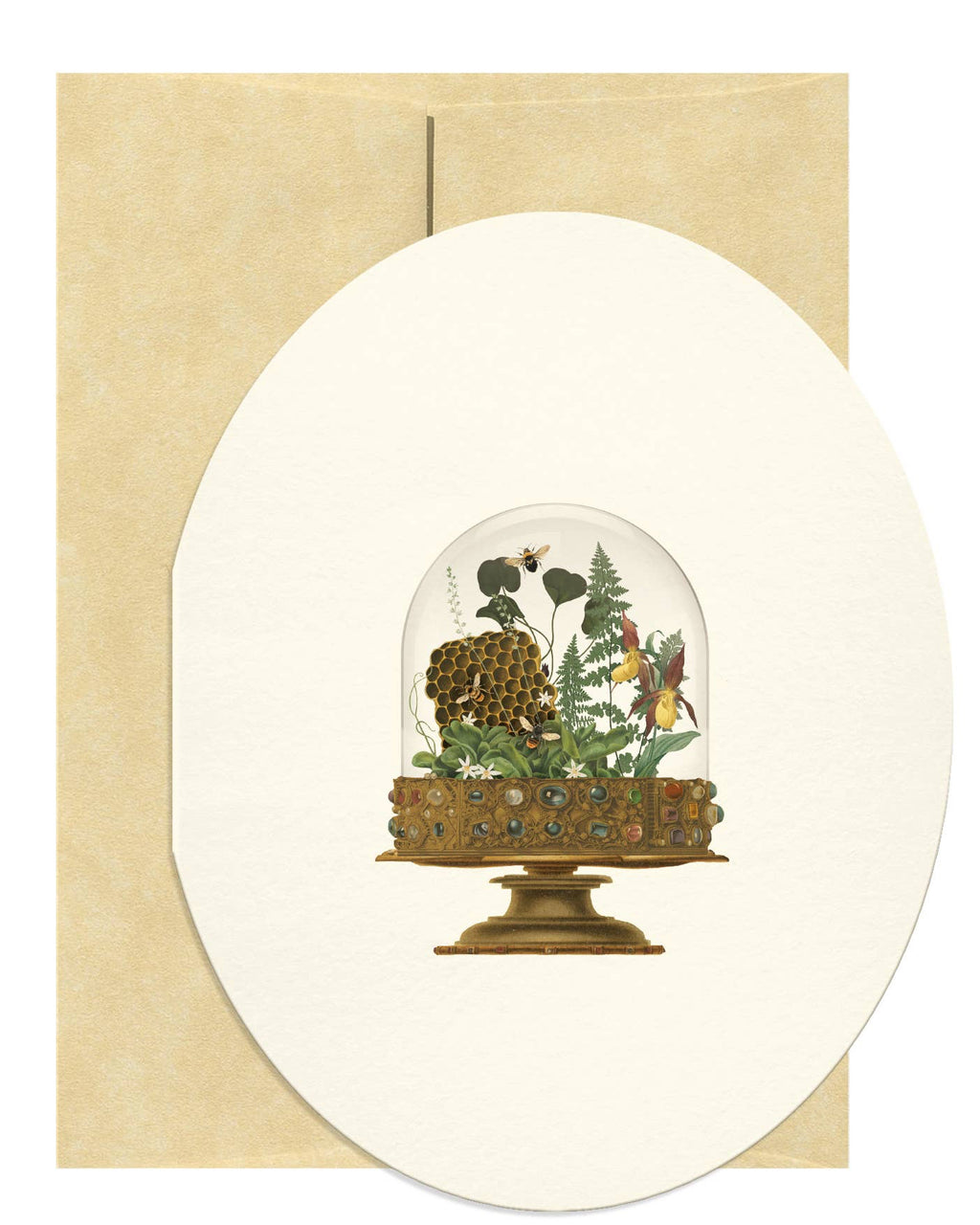 Beehive Cloche Oval Greeting Card