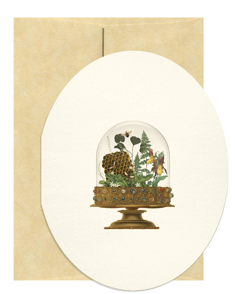 Beehive Cloche Oval Greeting Card