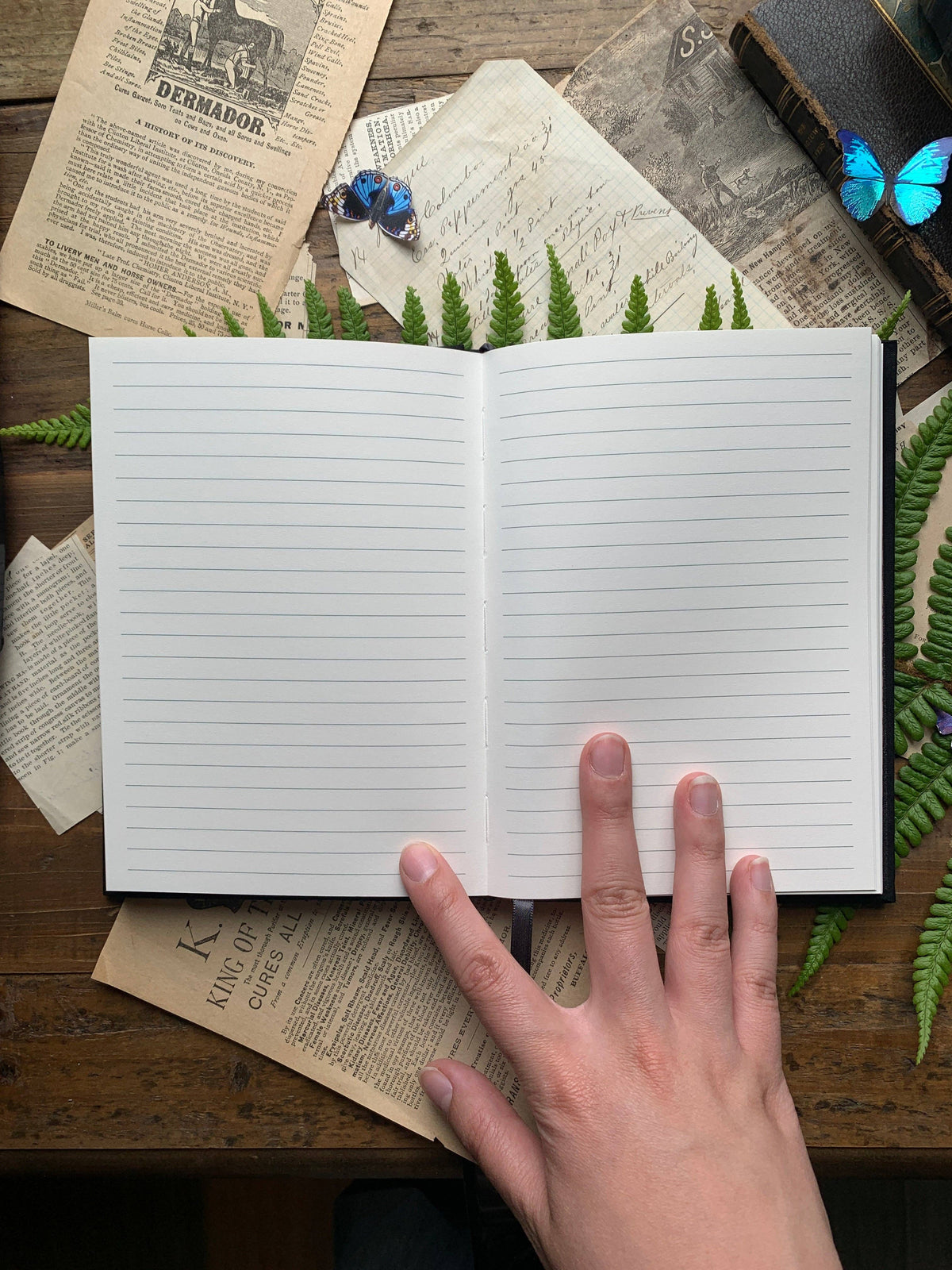 Woodland Cottage Lined Journal with Black Linen Binding & Foil Stamping