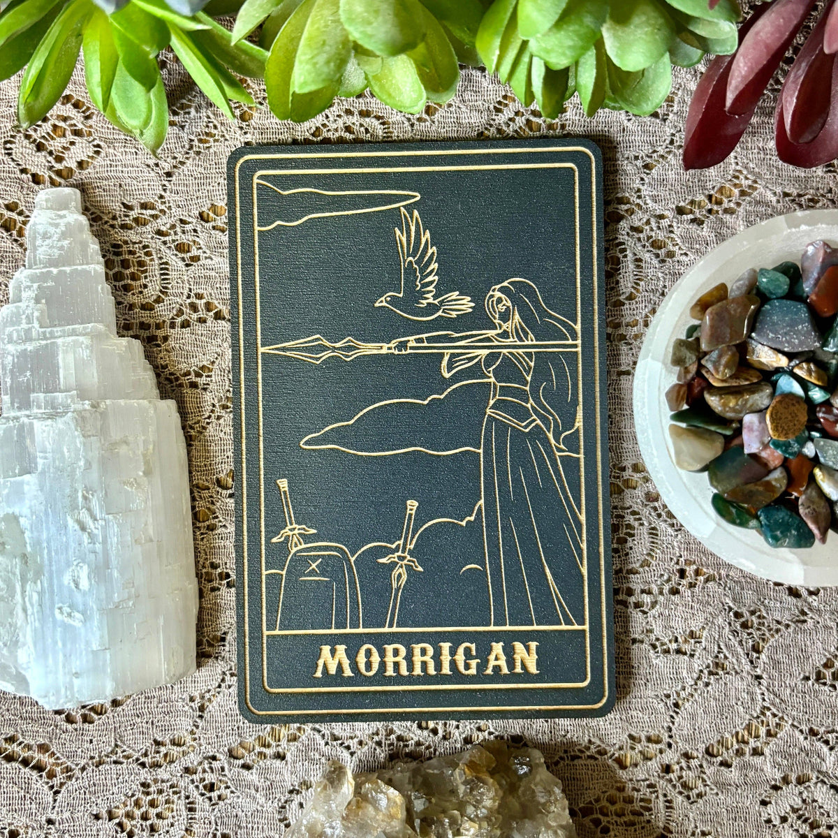 Morrigan Deity Card | Altar Decor | Wall Art | Shelf Leaner