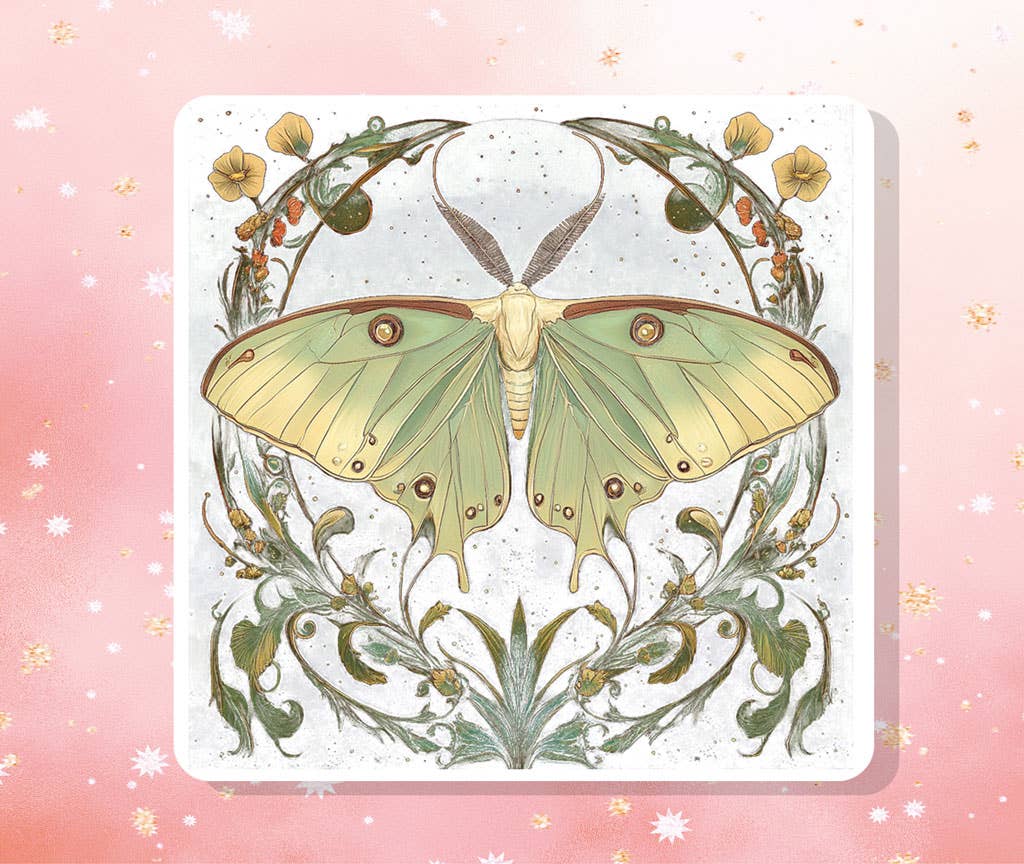 Luna Moth Ethereal Garden Vinyl Sticker