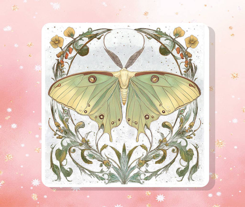 Luna Moth Ethereal Garden Vinyl Sticker