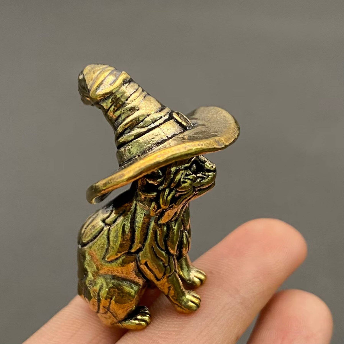 Brass Witch Cat Decoration
