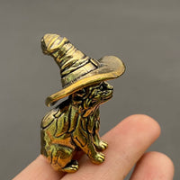 Brass Witch Cat Decoration