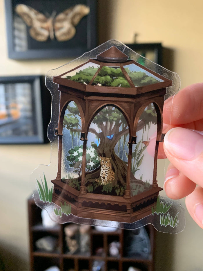 Victorian Terrarium Clear Vinyl Sticker