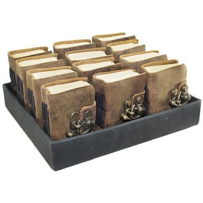 Mini Brown Leather Grimoire Journals with Metal Lock