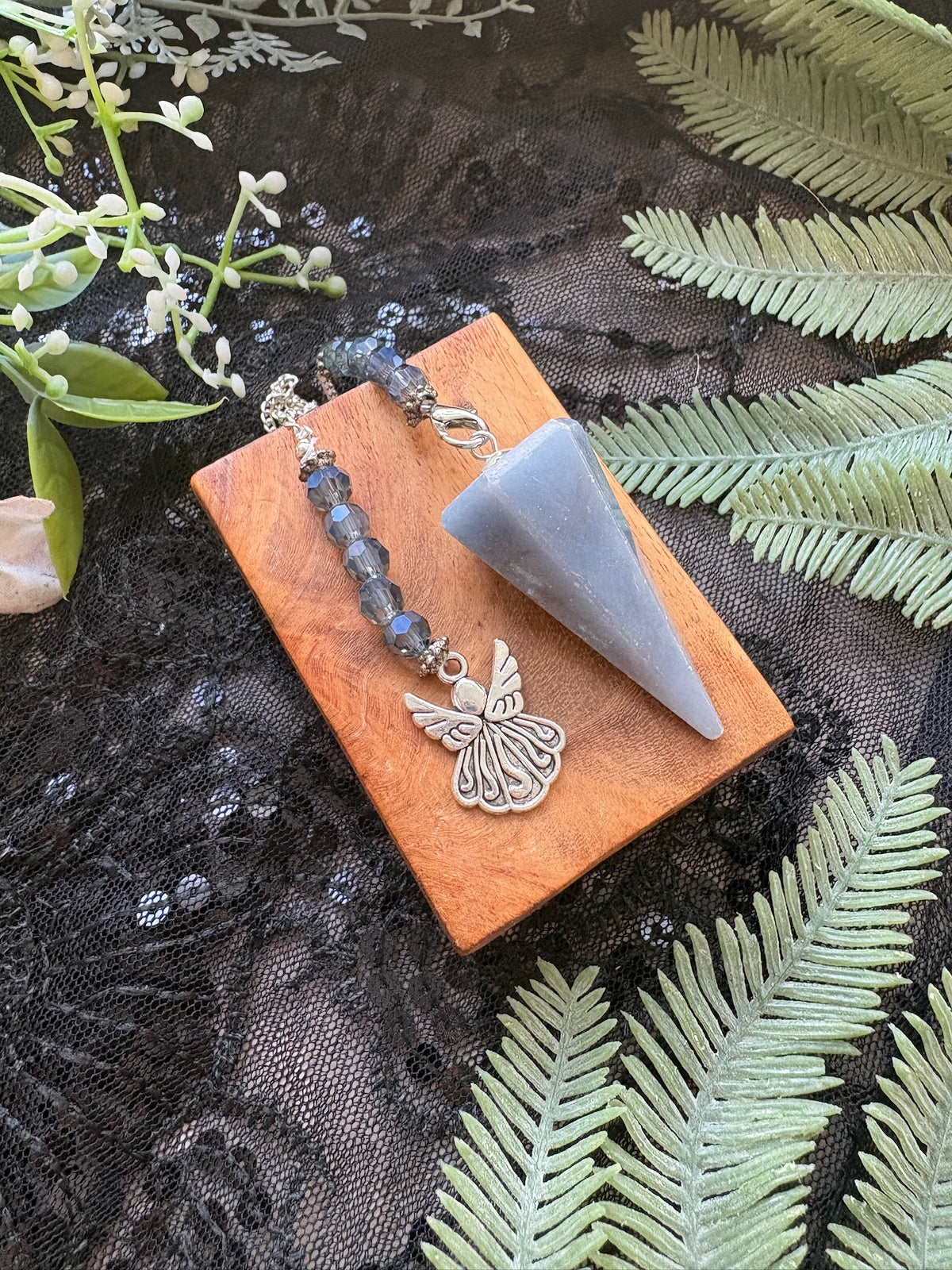 Angelite Crystal Pendulum for Angelic Guidance