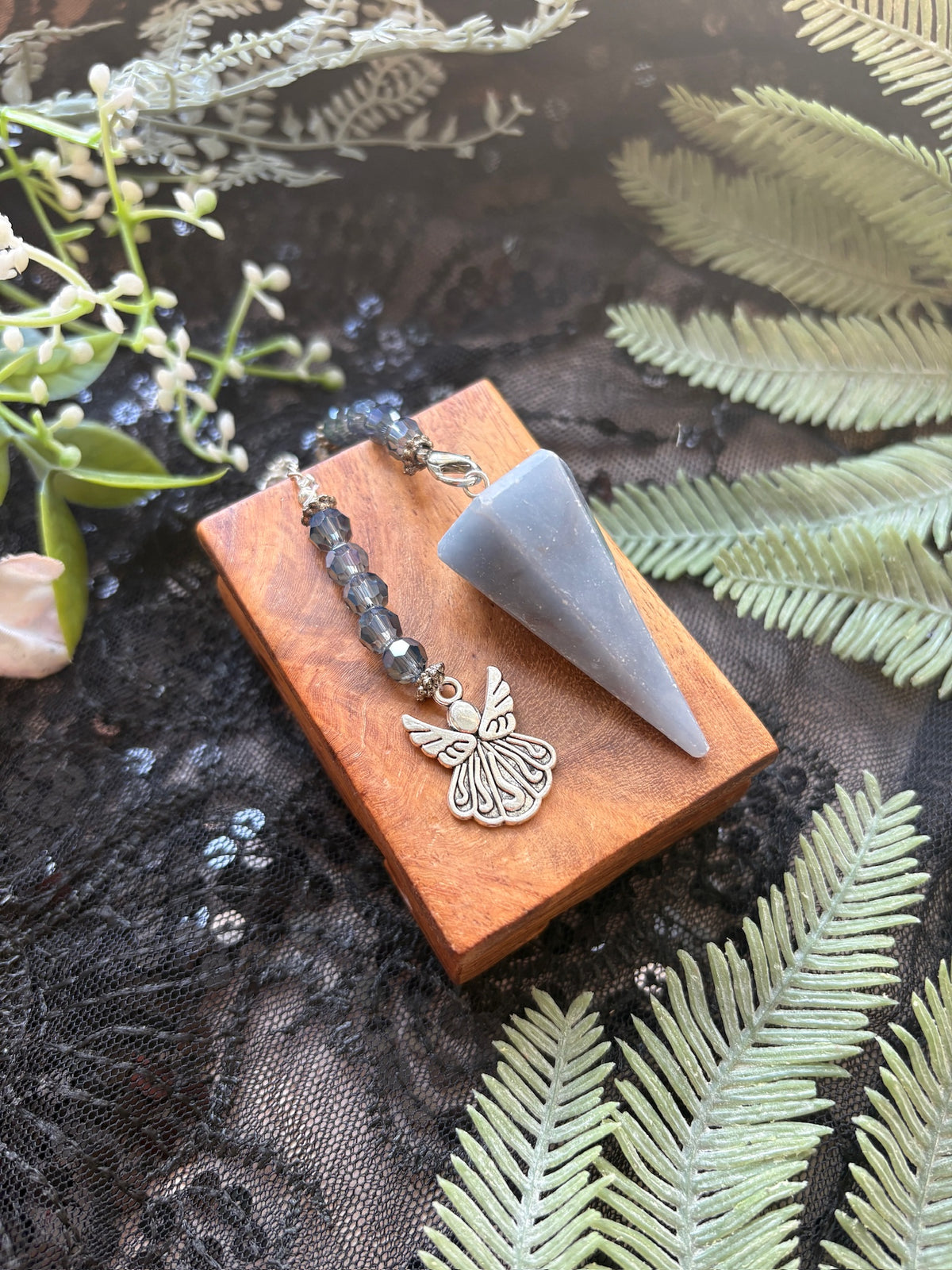 Angelite Crystal Pendulum for Angelic Guidance