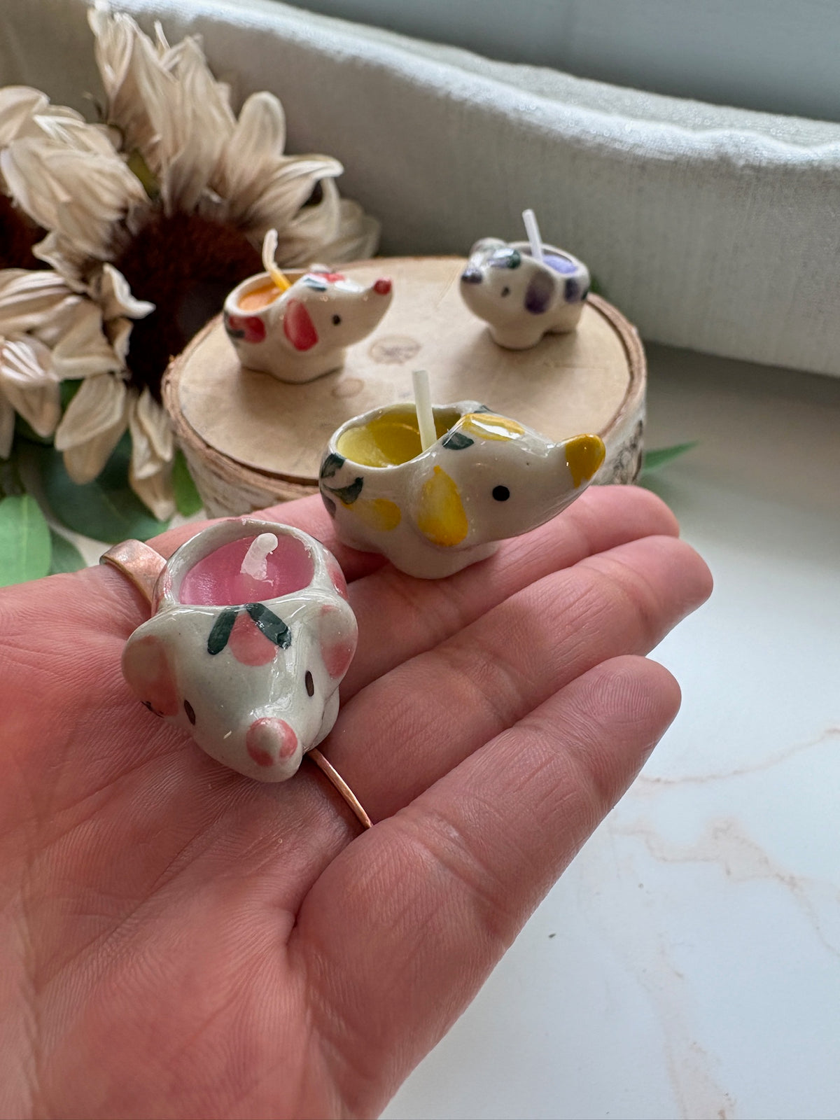 Baby Elephant Ceramic Mini Candle